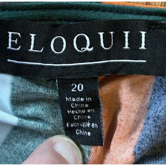 NEW Eloquii A-Line Dress Rainbow Striped Puff Sleeves Women Plus Size 20 Stretch - Picture 11 of 13